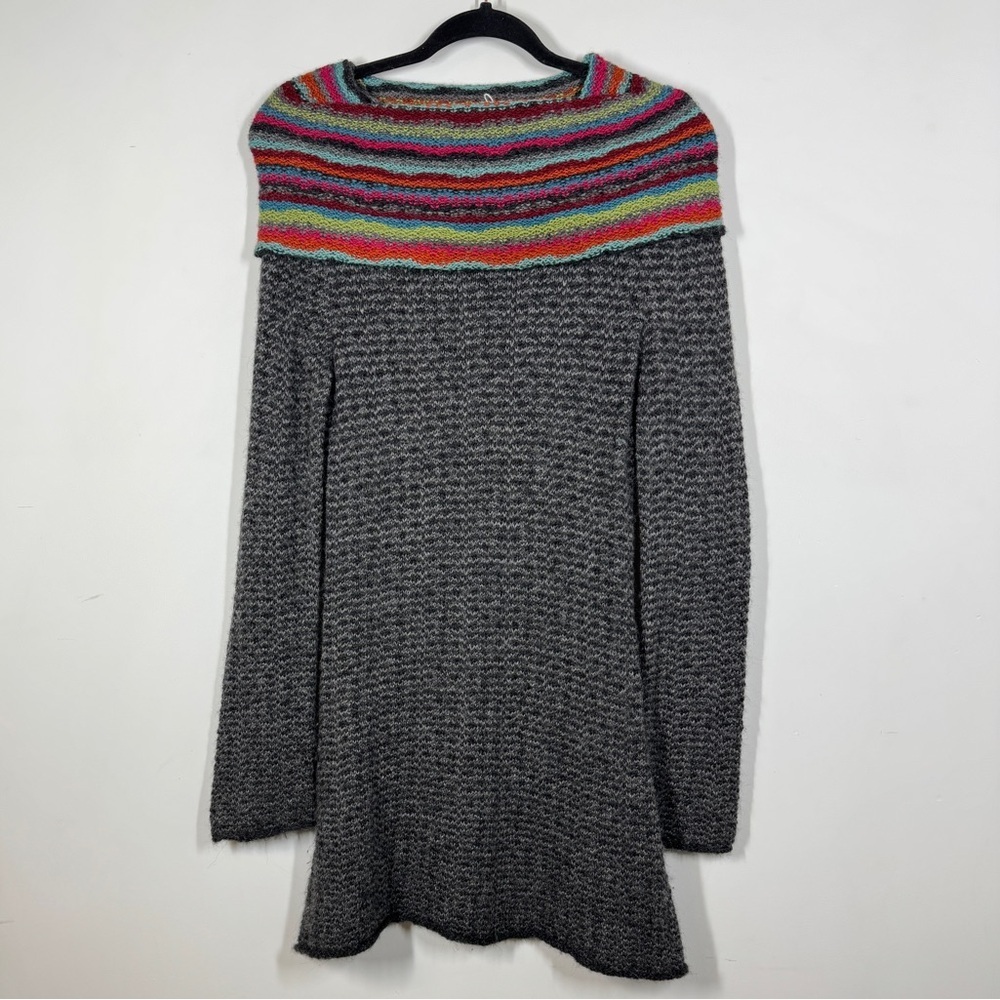 Indigenous One World 100% Alpaca Grey Handmade  Sweater Tunic Top Size M - Picture 2 of 12
